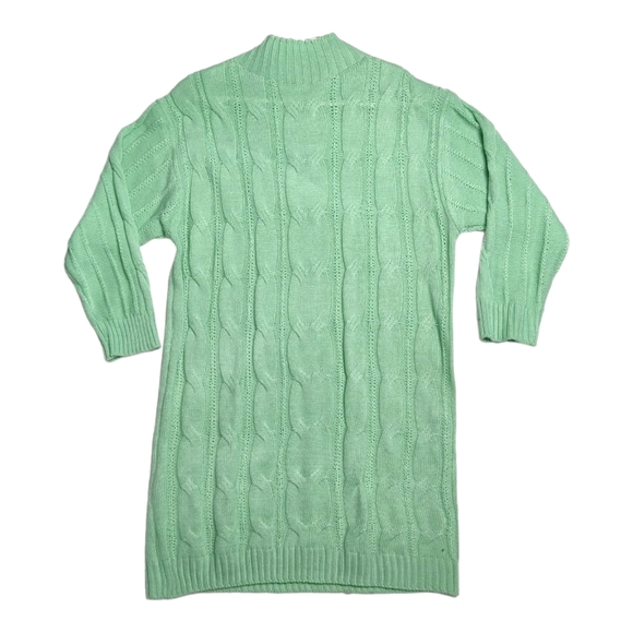 Chunky Cable Knit Turtleneck Tunic Sweater‎ Dress Light Green - Picture 1 of 6